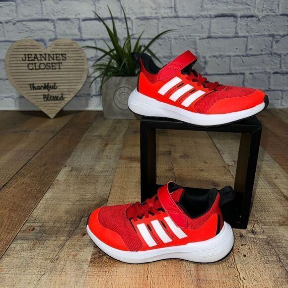 Kid's Unisex adidas Fortarun 2.0 Cloudfoam Elastic Lace-Up Shoes Red HP5445 - Picture 9 of 12